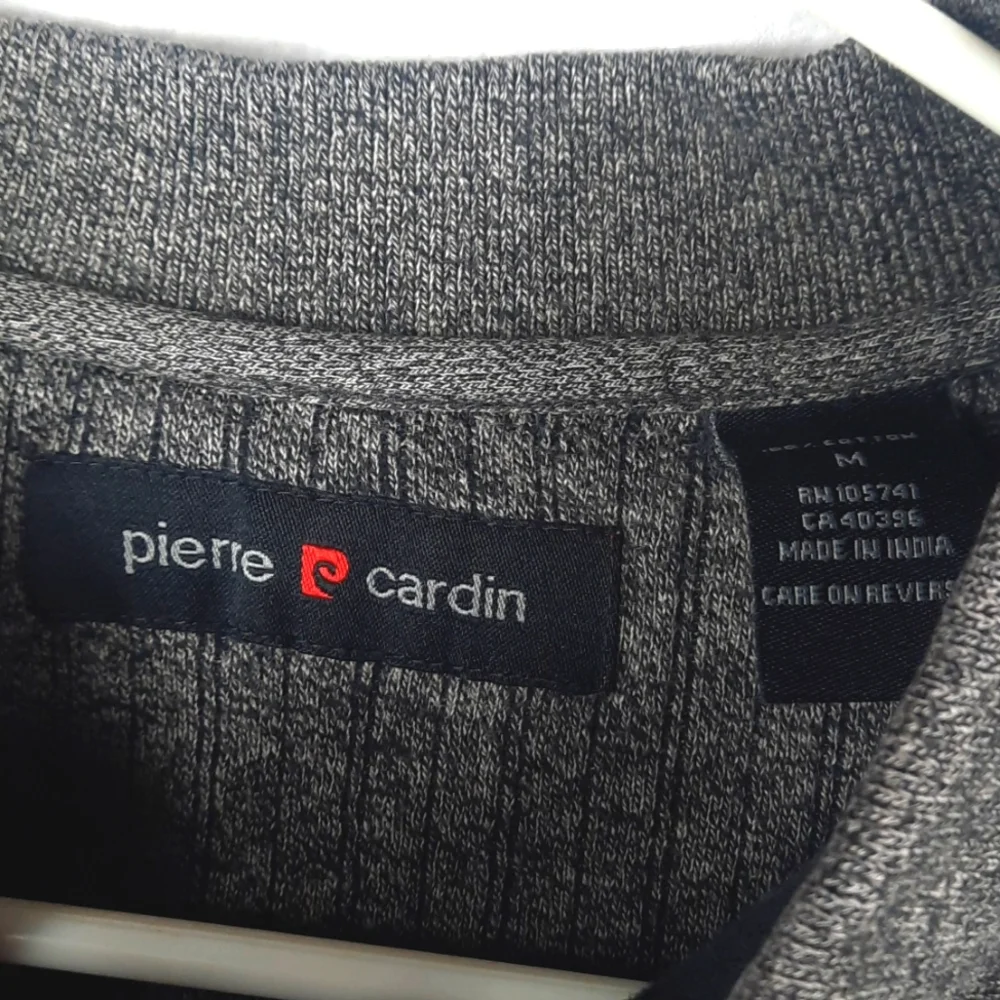 Pierre Cardin Mens Sweater Polo Shirt Medium Gray Long Sleeve